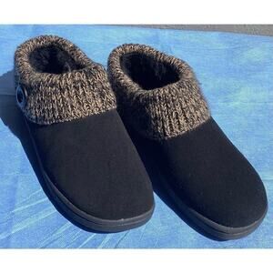 clarks women’s suede leather comfort clogs knitted collar slipper